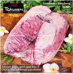 Beef CHUCK TENDER Wagyu Tokusen marbling <=5 aged chilled minimum order 1 carton +/- 10kg of 4packs 2pcs/pack (price/kg) PREORDER 3-7 days notice